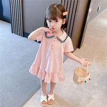 Girl Summer Clothing Pure Cotton Dress Dress Polenta Woman Baby Summer 2022 New Short Sleeve Childrens Net Red Princess Dress