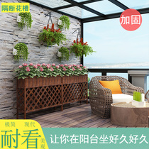 Anti-corrosion wood flower box fence Outdoor solid wood fence Hotel fence Cafe interior decoration restaurant partition flower rack