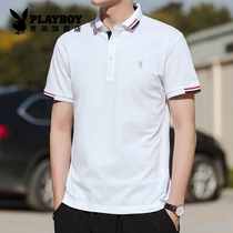 Flower Playboy Summer High-end Blouse Mens Slim Fit Men Short Sleeve T-shirt Flip Tide New Polo Jersey Man