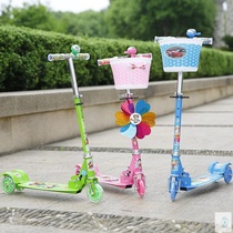 Childrens skateboard folding car three-wheel flash kid baby beginner boy three-wheeled girl 2-14-year-old pedal