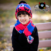 Devilwing Little Devil Children's Hat Winter Ear Protection Ring Neck One Piece Girls Fleece Thermal Set Fashion