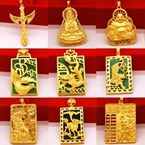 Zhou Dafu Huan beautiful sound gold necklace pendant male and female black dazzling stone dragon Feng Kirin Millver Cross