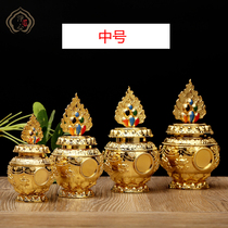 Tibetan Tibetan Tibetan Textile Gilded Color Palm Bottle decoration piece Long Wang Bao bottle medium number