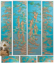 Eight Fairy Wardrobe Flowers Birds All Season Flower Finely Carved Bookcase Door Panel Grey figure Antique Furniture Relief Map Big Wardrobe