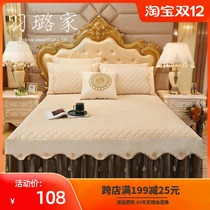 Light extravagant European thick cotton Crystal velvet bed skirt one-piece skirt winter warm embroidery lace sheet bed cover