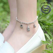 Silver foot chain 925 pure silver female Korean version fashion Japan-ROK retro Thai silver trendy foot chain personality casual original ornament