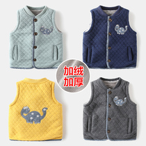 Air cotton plus velvet childrens waistcoat thickened baby inside the back of the 2021 Winter new childrens clothing boys horse clip tide