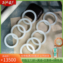 (shea butter jade) Xinjiang and Tian Yubai Yubai jade Round-piece bracelet Runyu Jade Bracelet Wrist jade bracelet 50g58mm