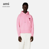 AMIs unisex Tanabata limited love cotton-pink casual hooded embroidered pullover heavy sweatshirt