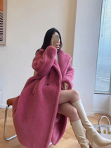 MajeKoce teddy bear coat Reba with the same max grain cashmere mid-length fur coat Teddy