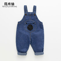 Baby pants spring and autumn children foreign-style denim trousers mens baby Autumn cartoon casual pants Korean tide