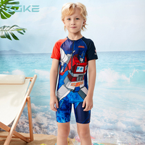 Zhouk Childrens swimsuit boy speed dry warm new CUHK Tong Swimming clothes conjoined sunscreen Transformers Swim Trunks