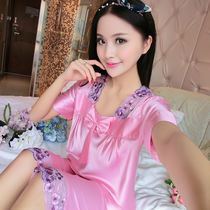 SnackclothesSummer Ice Silk Silk Silky Snackspinning Suite Short Sleeve Home Clothes