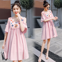 Pregnant Woman Summer Clothing Dress Dress 2019 Summer New Summer Fashion style Tidal Dress Spring Autumn Gestation Woman Dress Short Sleeve Blouse