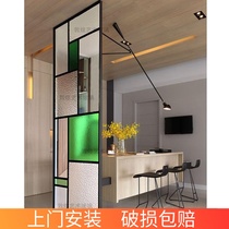 Customized stone pattern color three-dimensional embossed glass partition aisle screen porch shoe wine cabinet doors and windows tempered glass