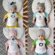 Newborn clothes pure cotton summer baby T-shirt short sleeves 0-1 years old for baby clothes Korean version of summer clothing
