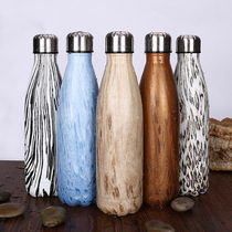 Teak pattern electroplated Coke bottle stainless steel thermos cup bowling sports kettle men and women gift Cup customization