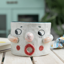Designer hand pinch original ceramic mug Couple creative cute cartoon long nose coffee cup Ceramic cup