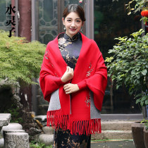 Western style cheongsam shawl 2021 New embroidered Joker warm scarf with cheongsam cardigan warm cashmere coat