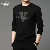 Crocodile Mens long sleeve T-shirt spring and autumn round neck sweater mens loose trend mens Korean base shirt coat thin