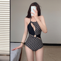European and American ins swimsuit female Siamese retro old flower cover belly is thin sexy backless hot girl wind bubble hot spring swimming suit