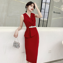  Toast clothes can usually be worn in 2021 new bride wine red engagement dress return red skirt wedding dress