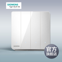 Siemens switch socket panel Ruizhi titanium silver border four-open single control with LED switch official flagship store
