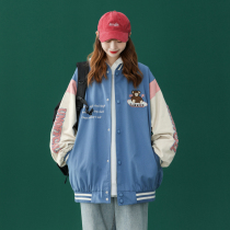 This year popular Net red coat female spring and autumn loose Korean bear baseball jacket Joker vintage coat