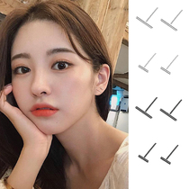 s925 sterling silver one-word ear stick to sleep without picking ear hole earrings female minimalist personality versatile cold wind ear ornaments