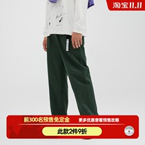 ZONEiD Spring and Autumn New buckle strap casual trousers mens trend loose sports woven Joker straight pants