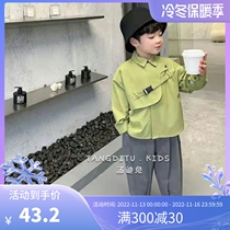 South Koreas South Gate Childrens Clothing Boys Versatile Lapel Print Tide Shirts Boys Versatile Casual Fashion Tops