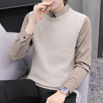 Fake collar sweater men fake two pieces shirt collar knitted base shirt Korean slim spring thin business leisure tide