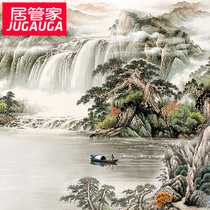 Home Butler large seamless mural painting Chinese painting ink landscape TV background wall living room middle painting porch