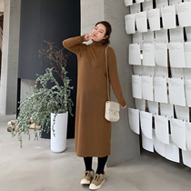 ALIN custom large size women's knitted high collar bottoming sweater loose fat mm loose slim long suspender skirt