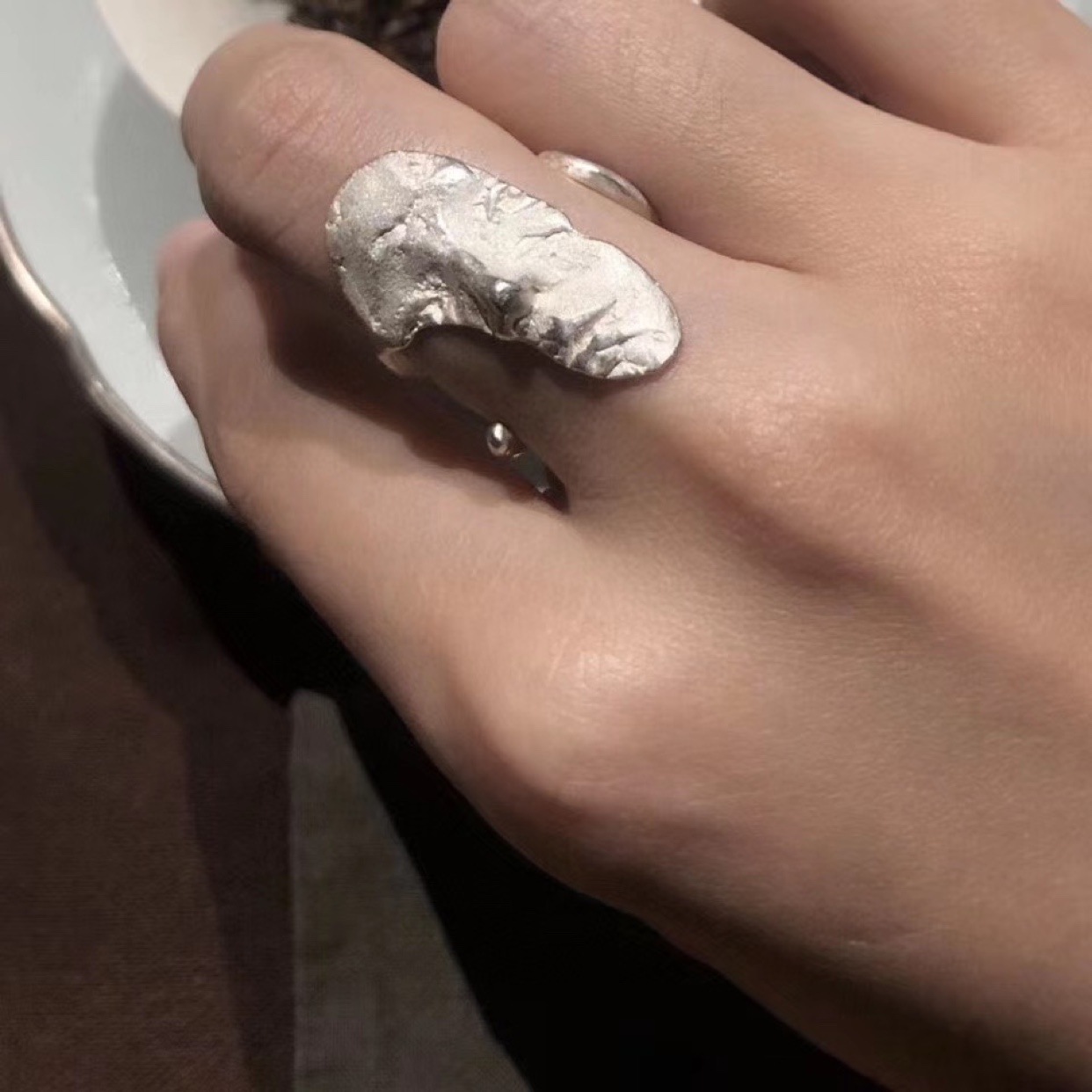 Clearance discount bittermoon niche design sterling silver face with ring adjustable size