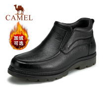 Camel cotton shoes mens leather winter plus velvet warm soft bottom soft face leather middle-aged dad Gaobang cotton leather shoes soil