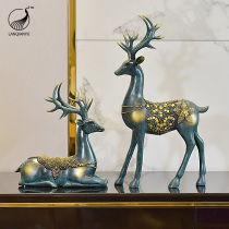 European-style wine cabinet soft decorations American light luxury creative home living room gate TV cabinet couple deer pendulum