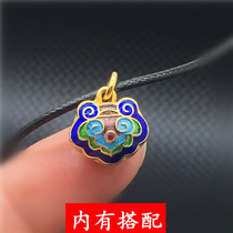 S925 sterling silver cloisonne burnt blue accessories DIY bracelet hand rope weaving wishful small lock pendant jewelry hot sale