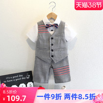 Children suits suit Boy handsome Inn Wind flower Fancy Dress short sleeves Yanqi Mens clothes Summer clothes Summer