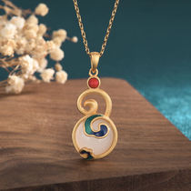 Online Red Live China Wind Palace Timed with enamel Painted Crafts Hyacinth Fu U Fu Fu Fu Fu and Tian jade Necklace Women
