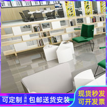 Double sided partition cabinet wood display cabinet floor decoration cabinet modern minimalist office cabinet office plaid cabinet