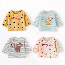 Baby sweatshirt spring and summer girls new foreign air round collar blouses girl striped T-shirt Korean version of childrens headsets