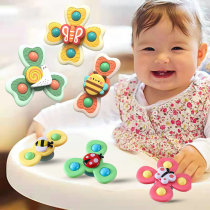 Rotating flower baby fun dining table and chair suction cup rotating music baby child fingertip gyro toy