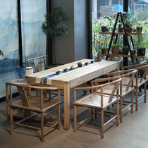 New Chinese Horseshoe Foot Solid Wood Vintage Tea Table and Chair Zen Kung Fu Tea Table Drinking Tea Square Modern Simple