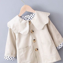 Girls windbreaker spring and autumn fashion childrens long coat female baby Foreign style coat small children tide