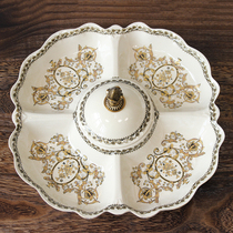 European alloy ceramic dividing candy plate modern simple American nut melon seed snack plate creative living room ornaments