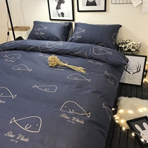  Simple cotton four-piece bedding Cotton sheets quilt cover bed sheet three-piece set 1 5 1 8m2 0 double