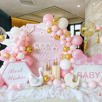 Girl birthday decoration baby banquet female treasure year full moon hotel atmosphere balloon scene layout KT board background wall