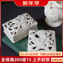 W1962 export European ceramic vintage cream little Angel hollow jewelry storage box gift desktop ornaments
