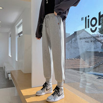 Gray Sports Pants Womens Spring and Autumn Thin Small Slight Loose Feet Joker 2021 New Harlan Casual Sweatpants